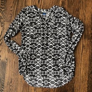 Kavu tribal geometric black and white soft top